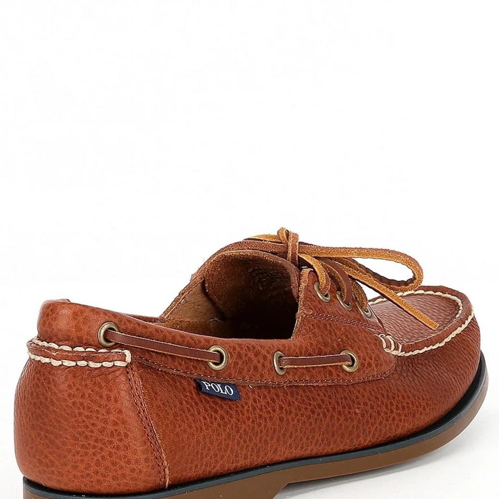 NEW IN BOX Polo by Ralph Lauren Tan Leather Brienne Boat Shoes - Picture 4 of 7